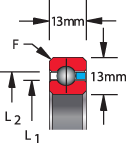 13 mm series, type C - radial contact, bearing profile