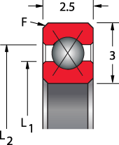 3 mm series, type X - 4-point contact, bearing profile