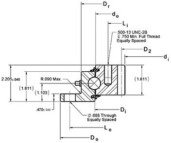 Kaydon Bearings - RK series turntable profile - internal gear